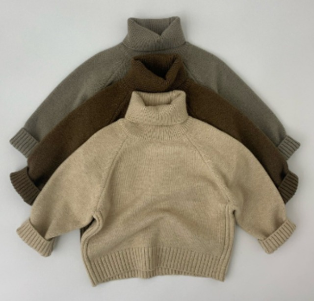 2024秋新作★子供服　キッズ　トップス　ニット　セーター ハイネック　80-130CM  3色