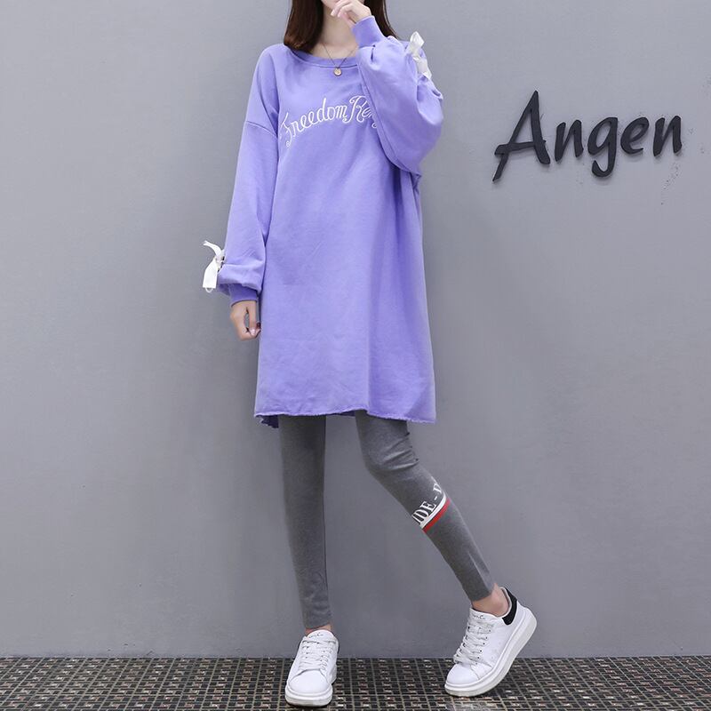 【新作】【送料無料】 マタニティウェア2019春と秋の新しいカジュアルセーターレタールーズ長袖トップ+ベリーリフトパンツマタニティスーツ-アリババ ロング スプリング 春物 オータム 秋物 expec274956877863