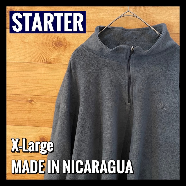 【STARTER】ハーフジップ フリースジャケット 刺繍ロゴ ゆるだぼ XL スターター アメリカ古着