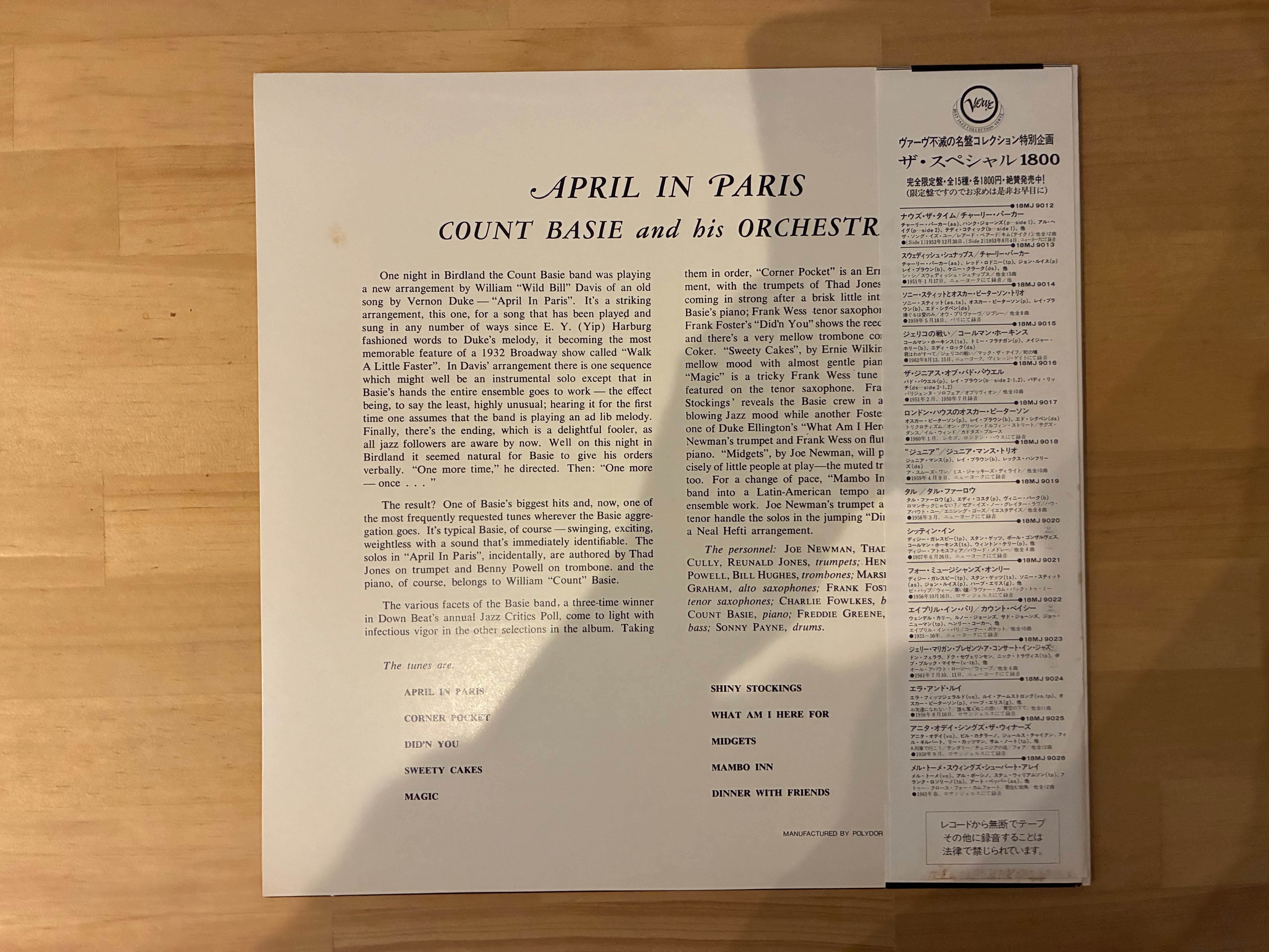 COUNT BASIE / APRIL IN PARIS | sixteen records (シックスティーン