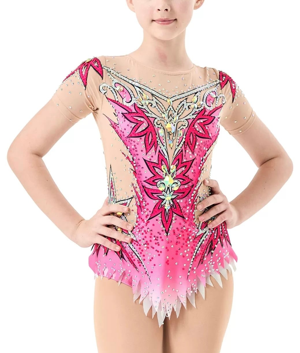新体操レオタード｜ピンクグラデV字｜WYP30 | 新体操レオタード専門店