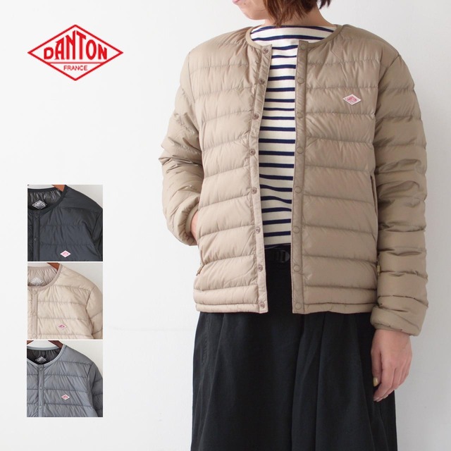 DANTON [ダントン] W INNER DOWN CREWNECK JACKET [DT-A0001NNF] クルーネック インナーダウンジャケット・羽毛・フレンチワーク・おしゃれダウン・コート・アウター・LADY'S [2022AW]