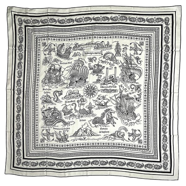 あ*ん様 HERMES カレジェアン　カシシル　140 《船乗りのタトゥー・バン New HERMES エルメス カレジェアン 140 船乗りのタトゥー バンダナ