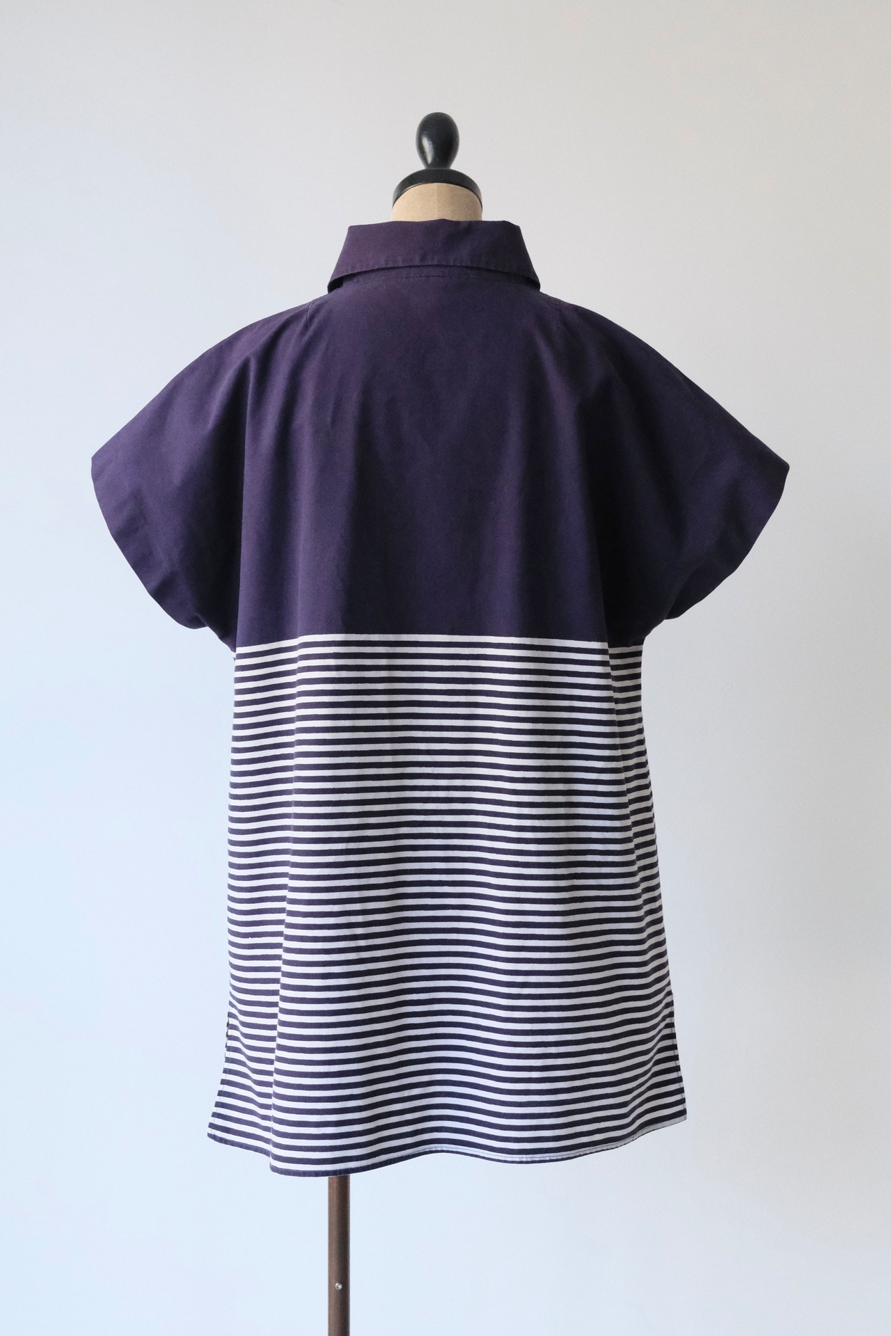1970's Marimekko bi-pattern french sleeve blouse