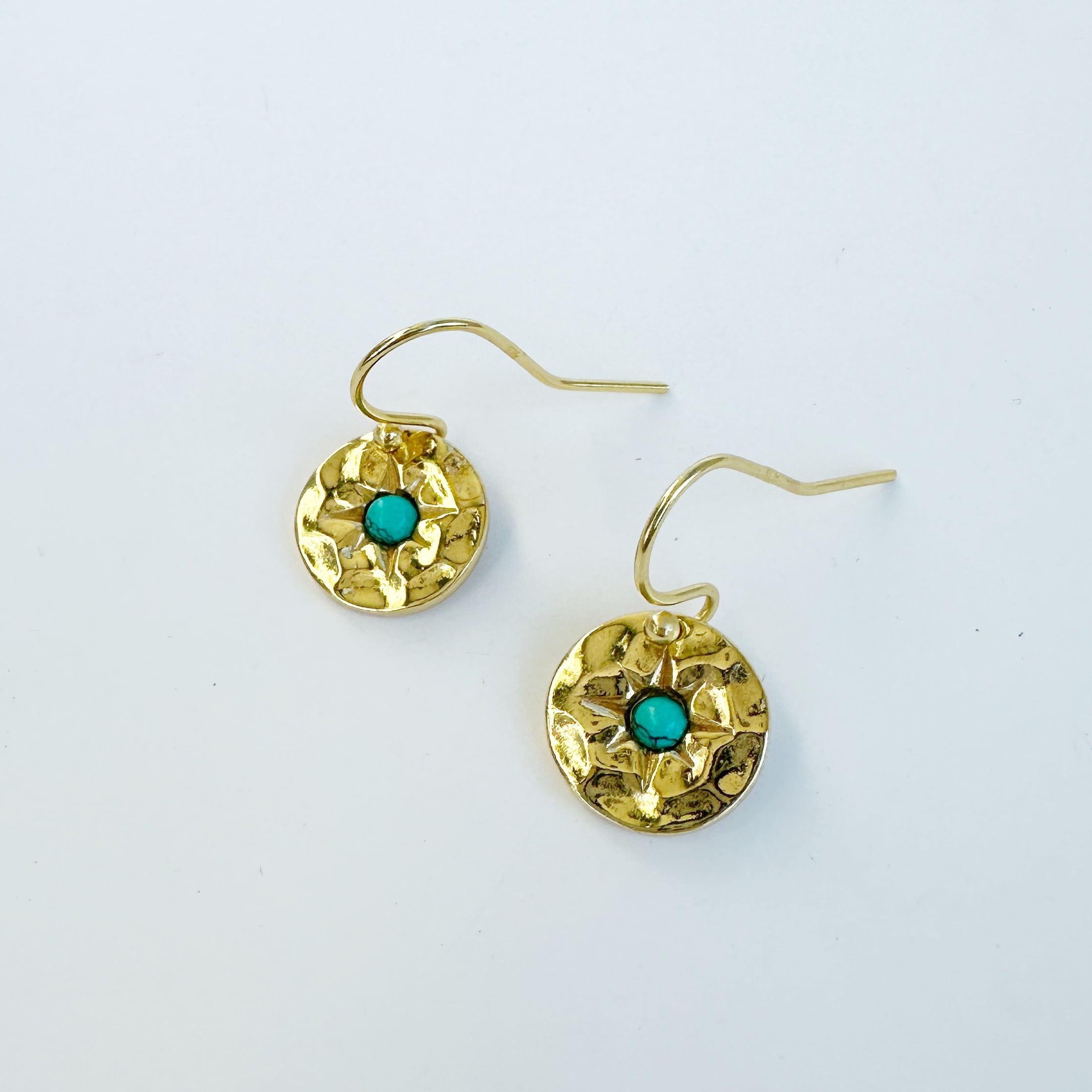 Gold Coating ターコイズ コイン フックピアス