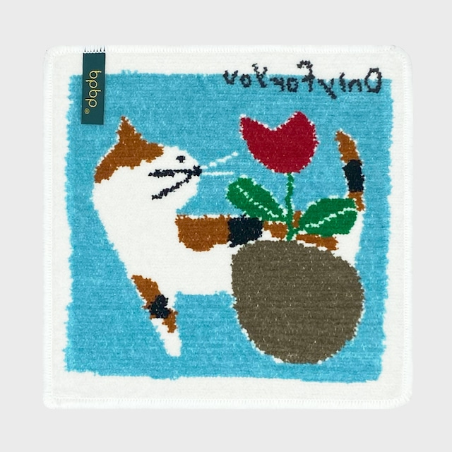 【JIN KITAMURA】北村人 CHENILLE  HANDKERCHIEF  三毛猫 シェニール織ハンカチ