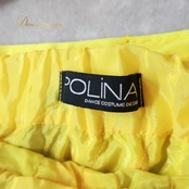 ベリーダンス 衣装 POLINA ポリーナ ツーピース セットアップ 上下セット オリエンタル イエロー系 トップス スカート フリル ラインストーン キラキラ 黄 緑 黄緑 ボリューム 華やか 明るい レース 長袖 ダンス衣装 イベント 輝き グリーン系