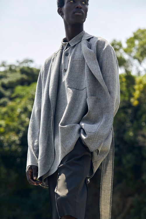 POSTELEGANT " Linen Wool Rever Polo ( Heather Greysh Brown ) "