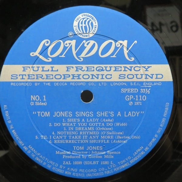 Tom Jones / Tom Jones Sings She's A Lady [GP 110] - 画像5