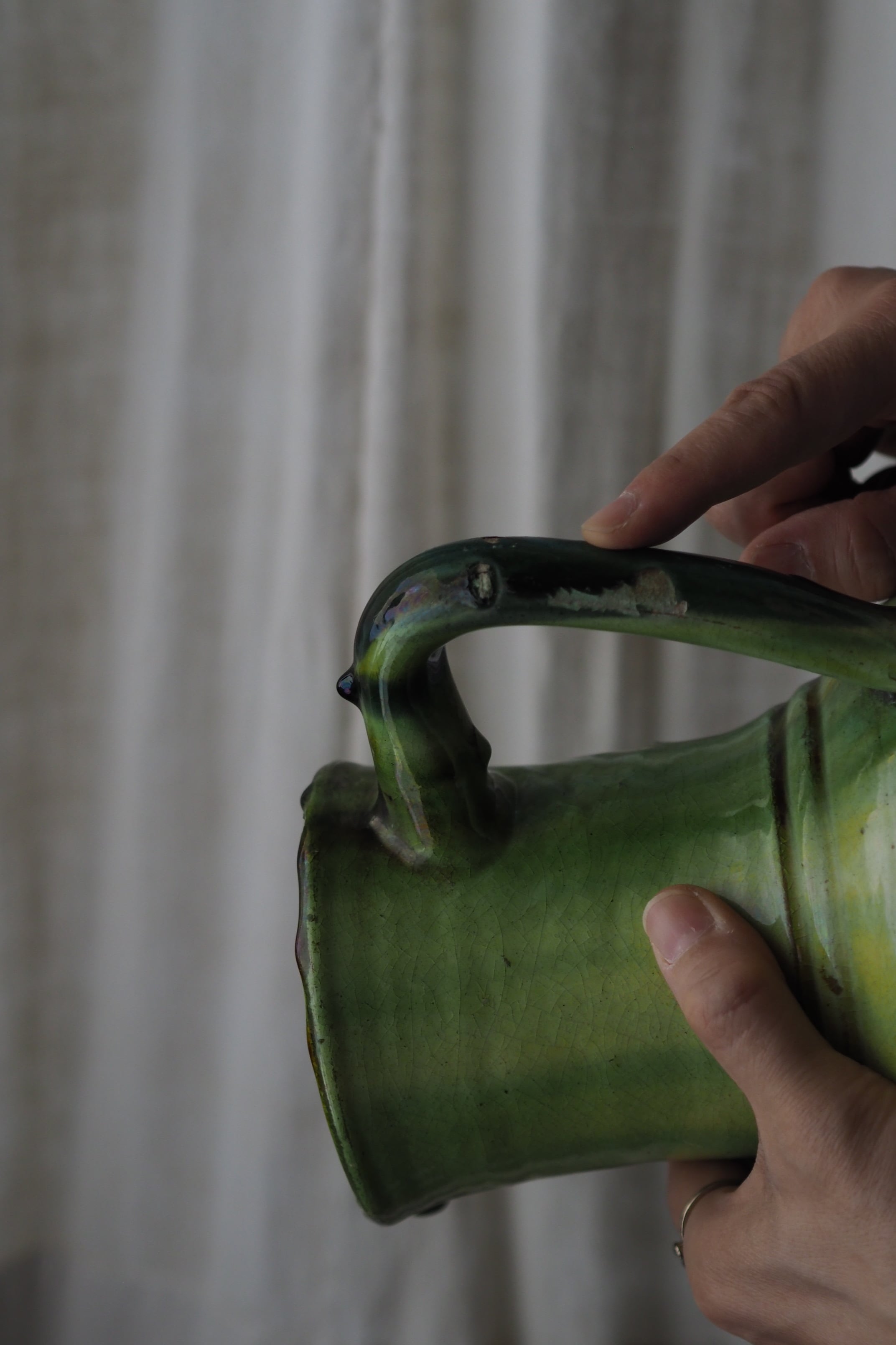 緑釉の水差し-antique pottery pitcher | アンティーク.ヴィンテージ