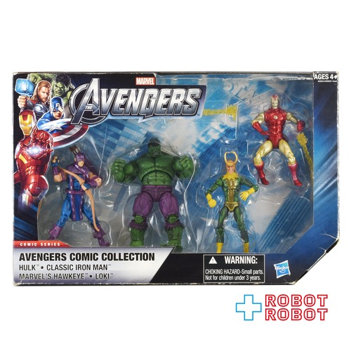 マーベル アベンジャーズ コミックコレクション ホークアイ / ハルク / ロキ / アイアンマン 4パック 3.75インチ アクションフィギュア 箱入