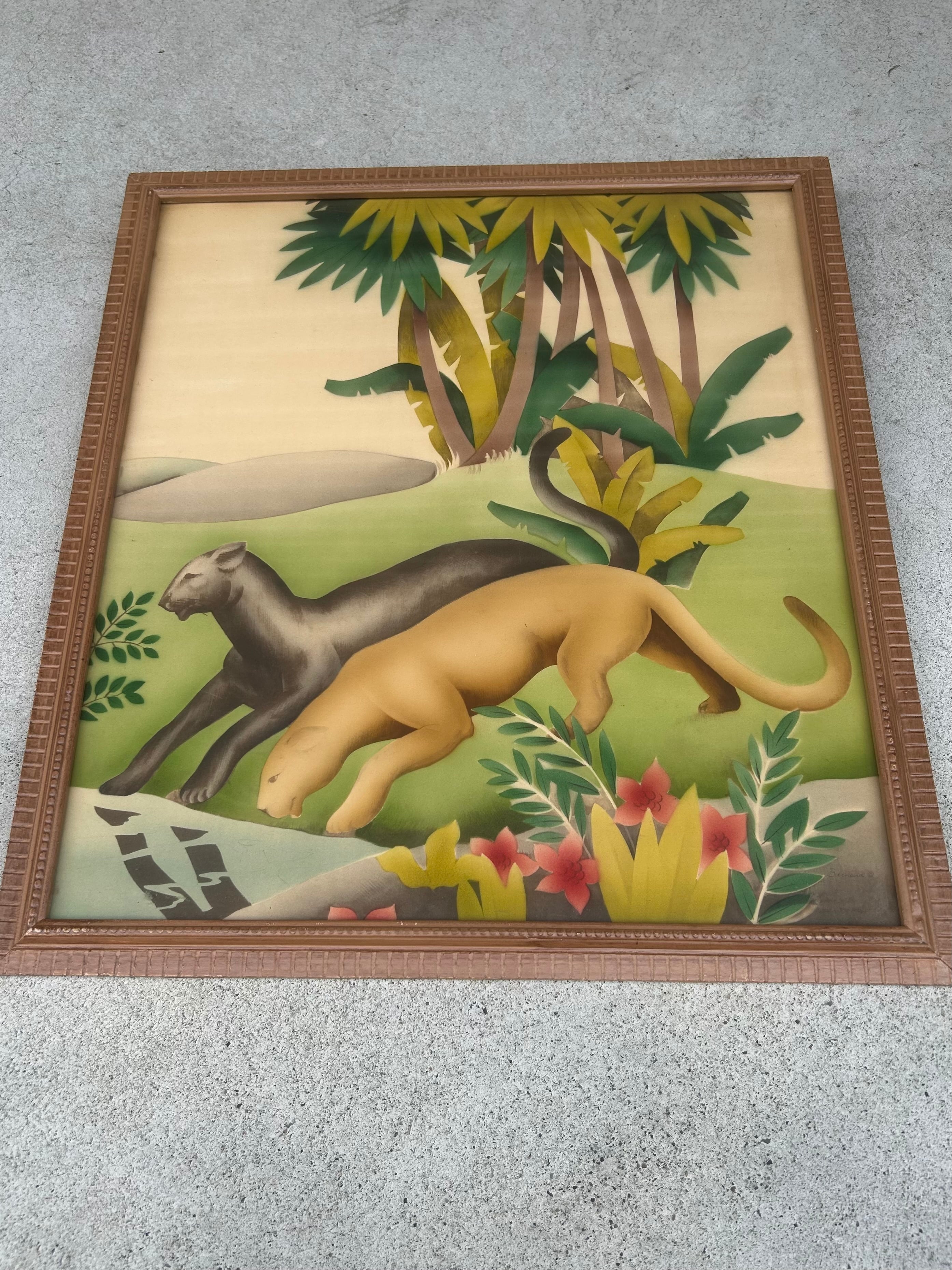 1940s  Airbrushed  panthe paings wall picture