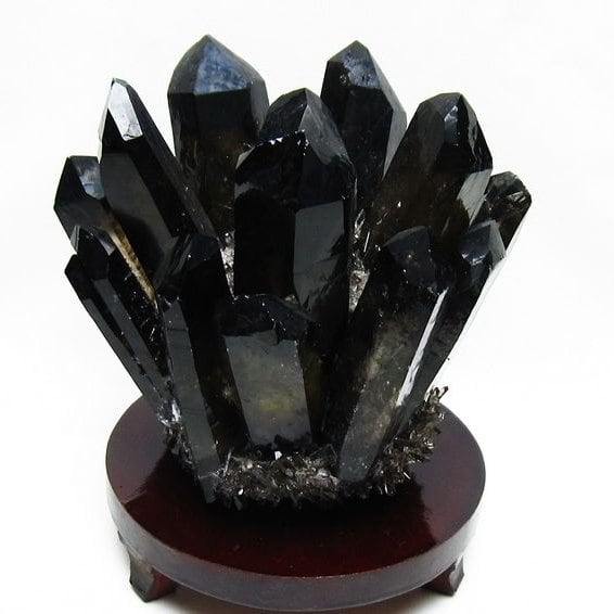 1.4Kg モリオン クラスター 黒水晶 原石 台座付属 一点物 182-8438