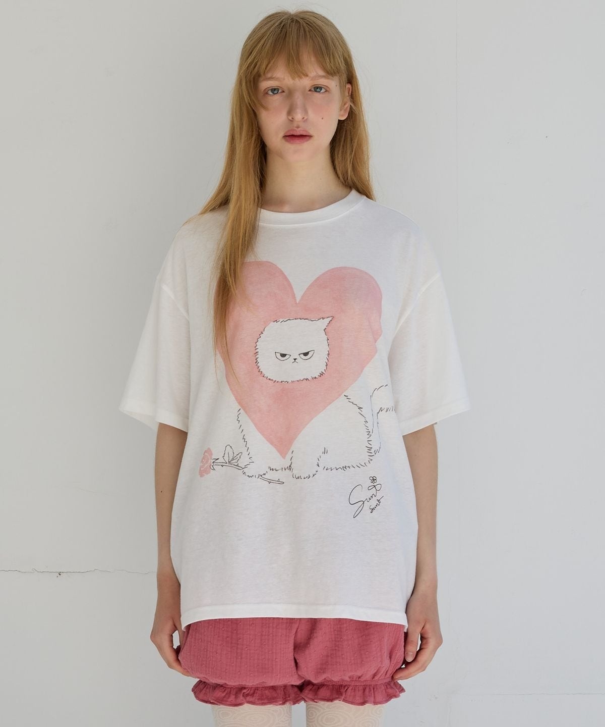 ☆ITZY リア 着用！！【FUN FROM FUN】Cat in Love Tee, White