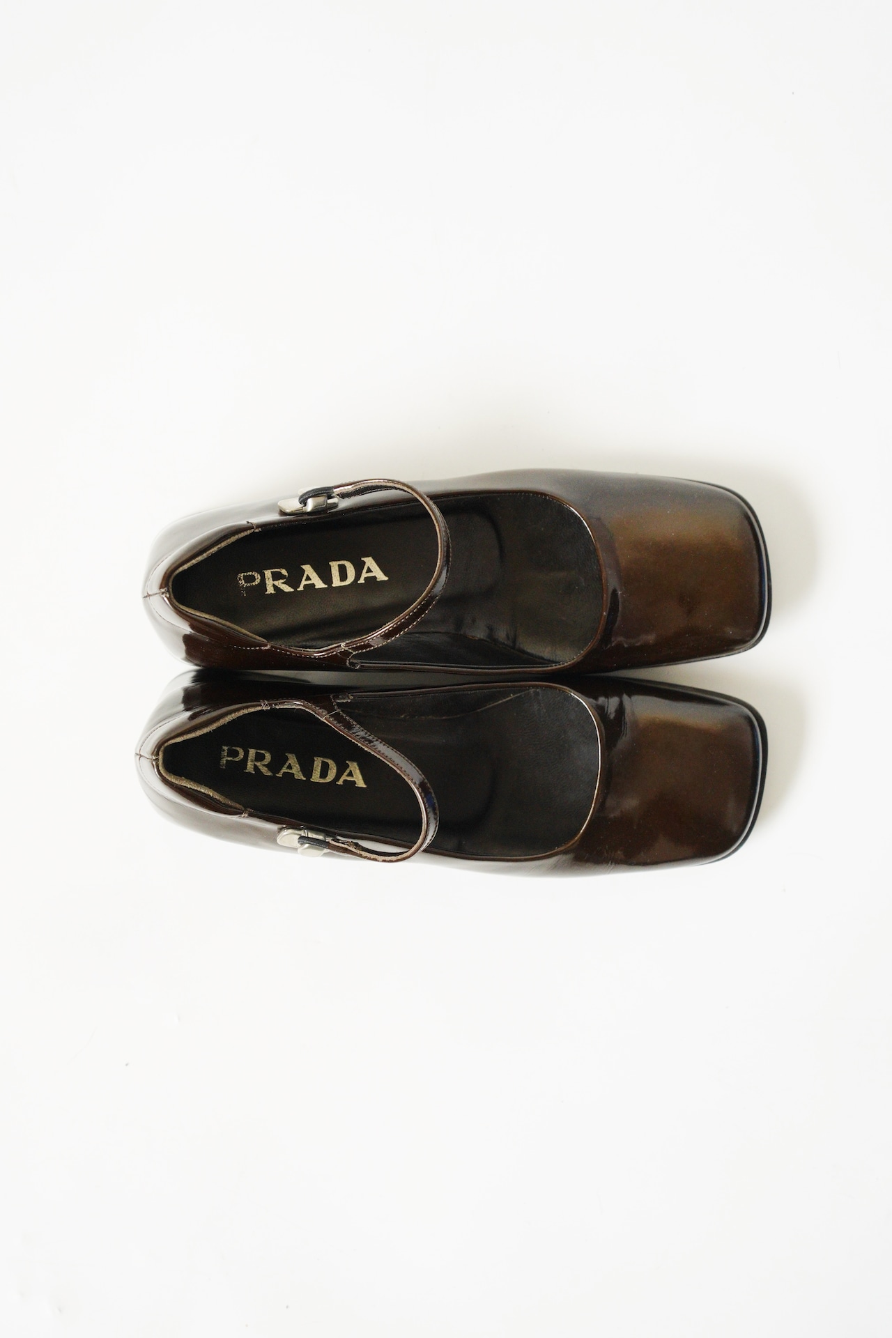 PRADA patent leather square toe pumps