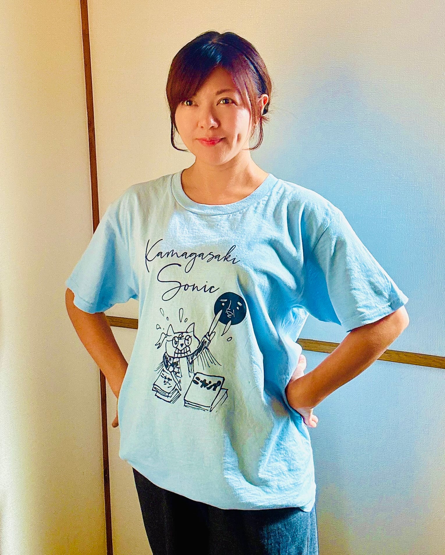釜ヶ崎ソニックTシャツ「ソニック弁財天」ブラック／サイズL