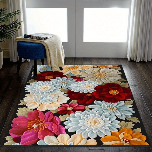 花柄ラグ ＜200×300cm＞プリントラグ リビングルーム ベッドルーム ダイニングルーム エリアラグ ムード モダンスタイルラグ アップグレードされたイミテーションカシミアウルトラソフトラグ お手入れ簡単 洗濯機洗い可能 防水滑り止め防汚フロアマット