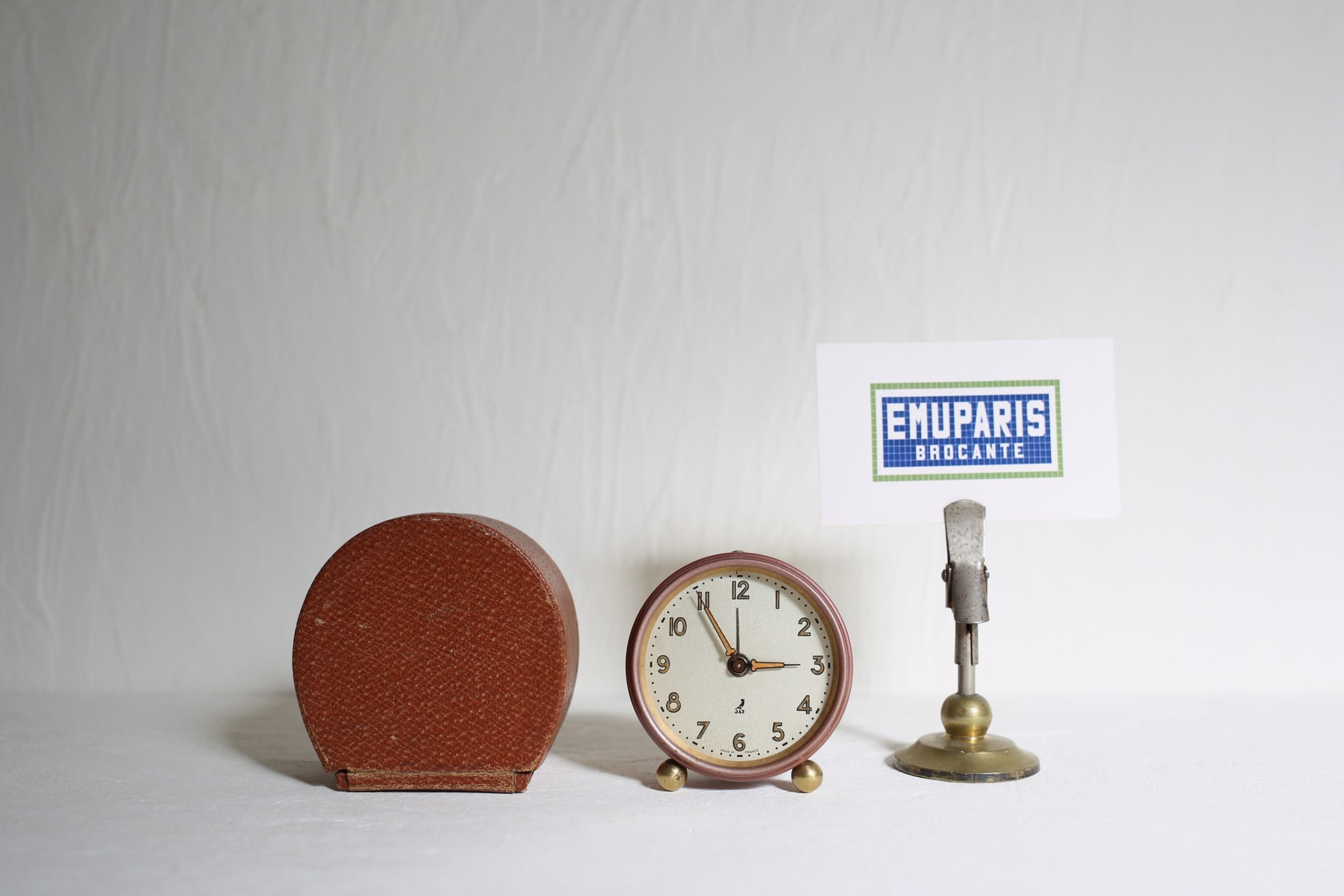 フランス アンティーク ヴィンテージ JAZ 目覚まし時計 『FERRIC』ケース付き N-03884