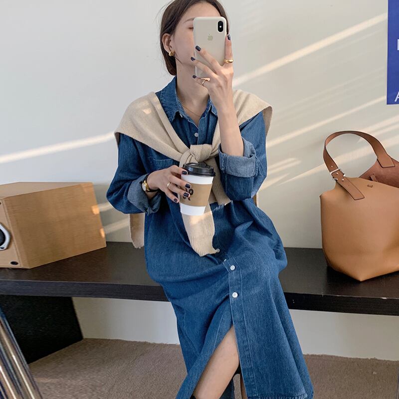 スタンダードドレス スプリングオータムルーズロングスカート レトロ 春物 秋物 スーパーモール89418458230