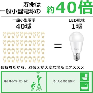 LED電球 E17 ミニクリプトン電球 40W形 440lm 電球色 2個 3000K E17 LED 小形電球 E17口金 広配光 密閉器具対応 省エネ