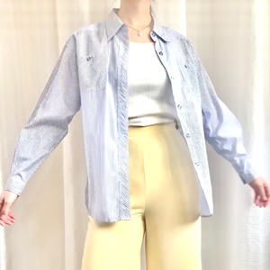 ストライプシャツ　　ブルー