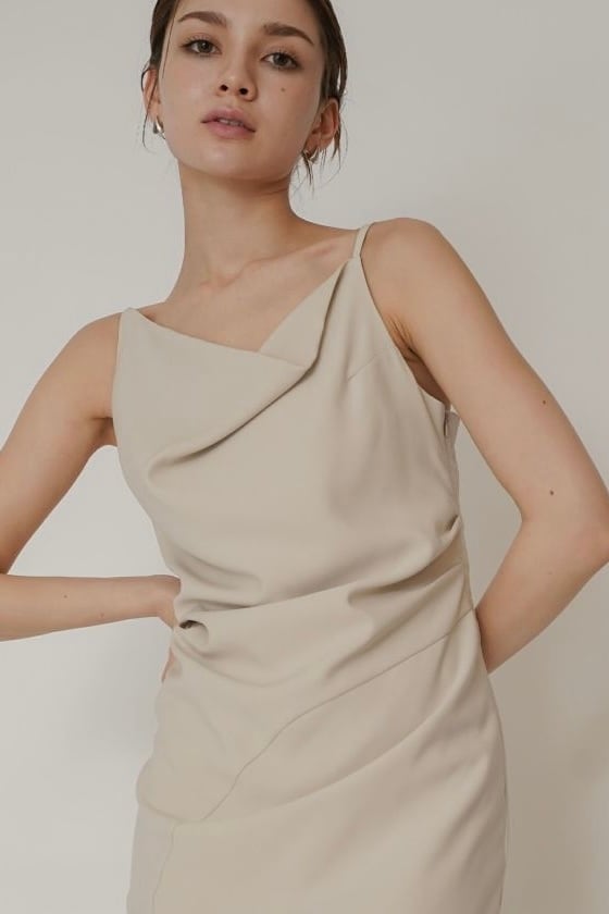 KINO THE KEI asymmetry drape cami dress アシンメトリー ドレープ