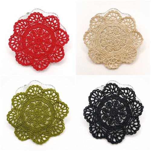 お花模様のレースドイリー/090/