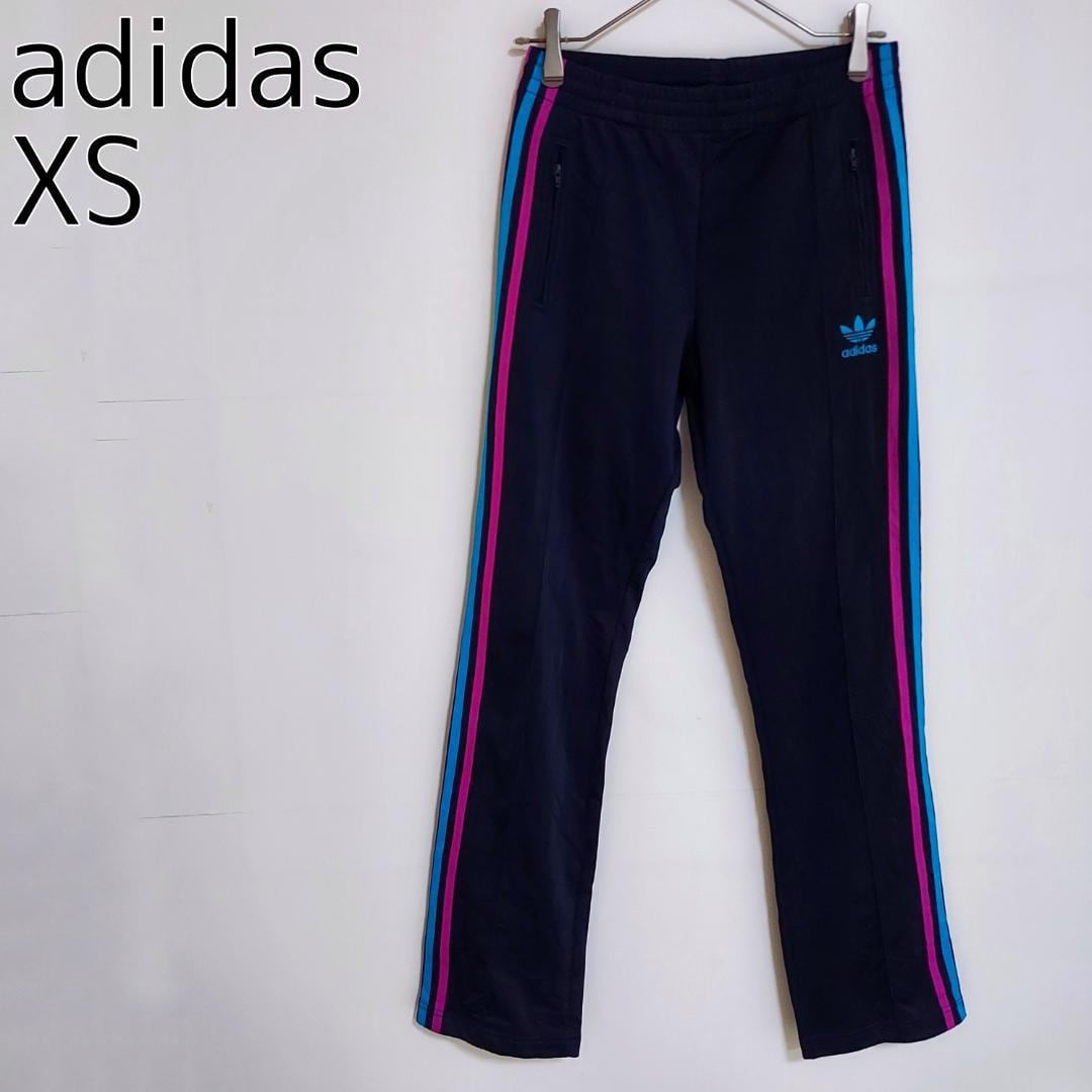 adidas アディダス トラックパンツ トレフォイルロゴ刺繍 ネイビー 紫 