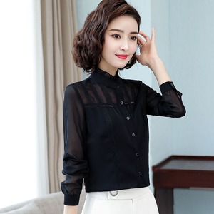 トップス レディース 送料無料 ブラウス シャツ スタンドカラー切り替え バイカラー ストライプ レース 長袖 シフォン 透け感 シアー 襟なし ブラック 単色 透け感 こなれ感 抜け感 ガーリー かわいい 可愛い 涼し 通気性 キュート 上品 エレガント きれいめ ラブリー 女の子 お洒落 おしゃれ 春 春服 夏 夏服 10代 20代 デート おでかけ モテ 女子会 普段使い 着回し 重ね着 韓国系 オルチャン S M L XL 2XL 3XL 4XL大きいサイズ