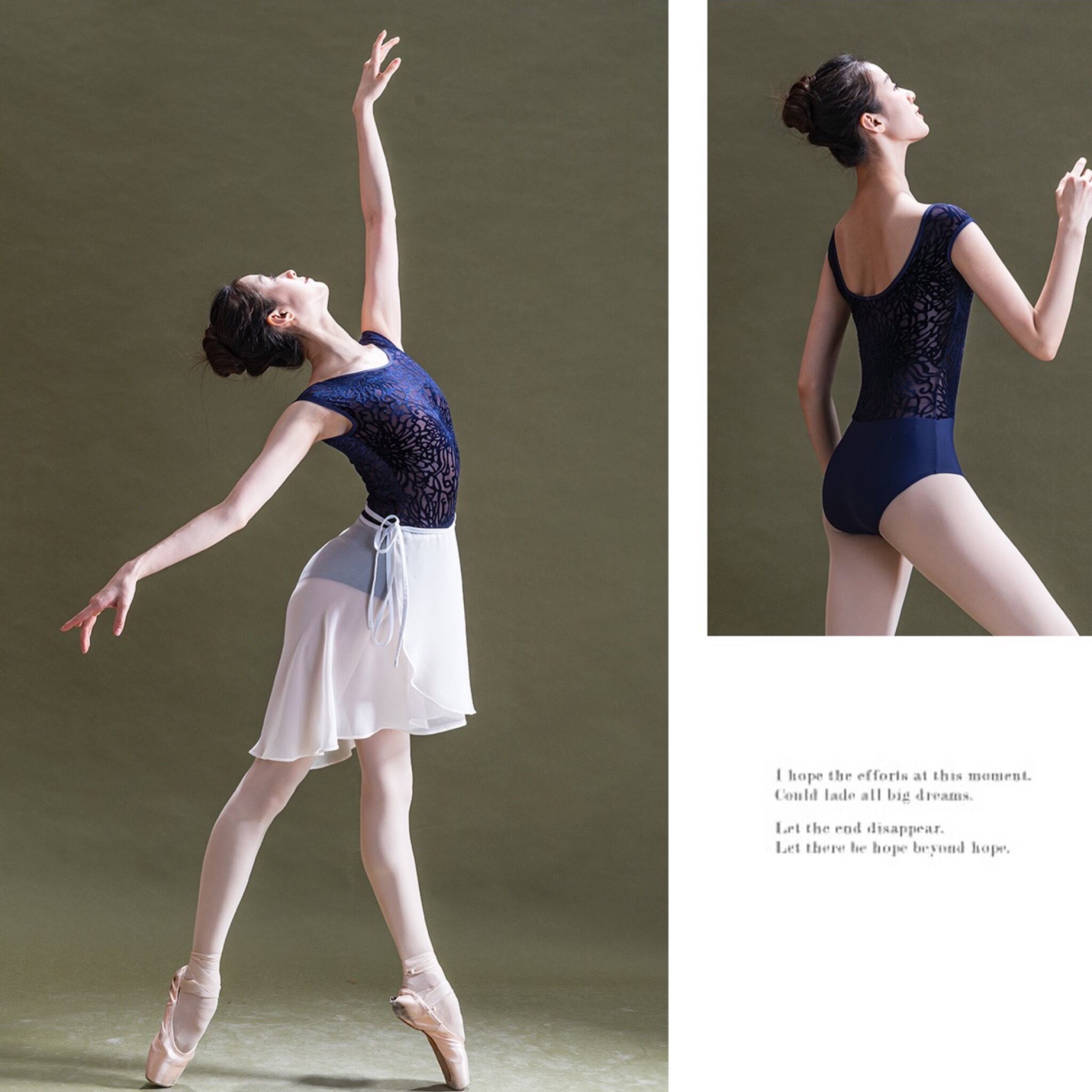 ベルベットフラワー フレンチ バレエレオタード（NAVY) | バレエ