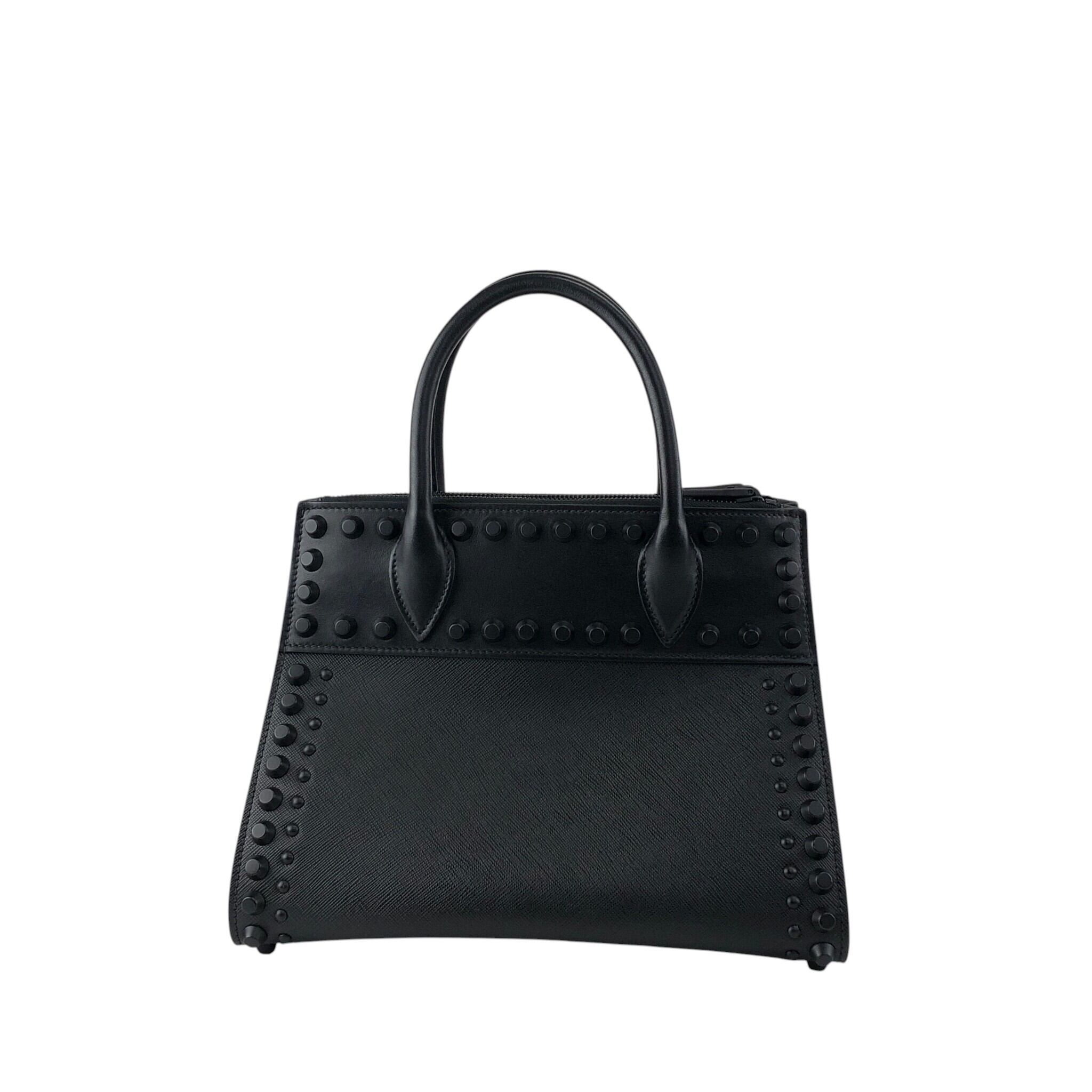 PRADA プラダ ハンドバッグ ブラック ロゴ レザー サフィアーノ