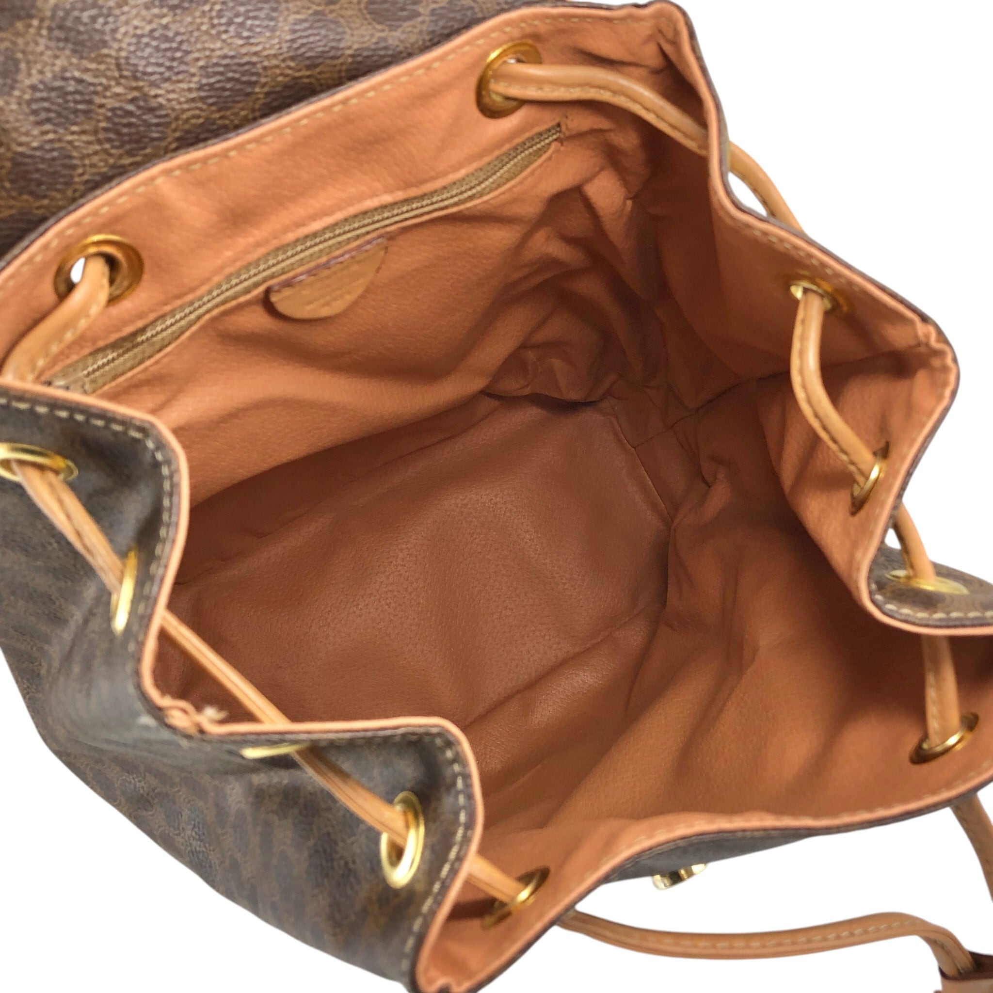 CELINE ブラウンレザーバックパック CELINE セリーヌ マカダム バックパック ブラウン ガンチーニ PVC