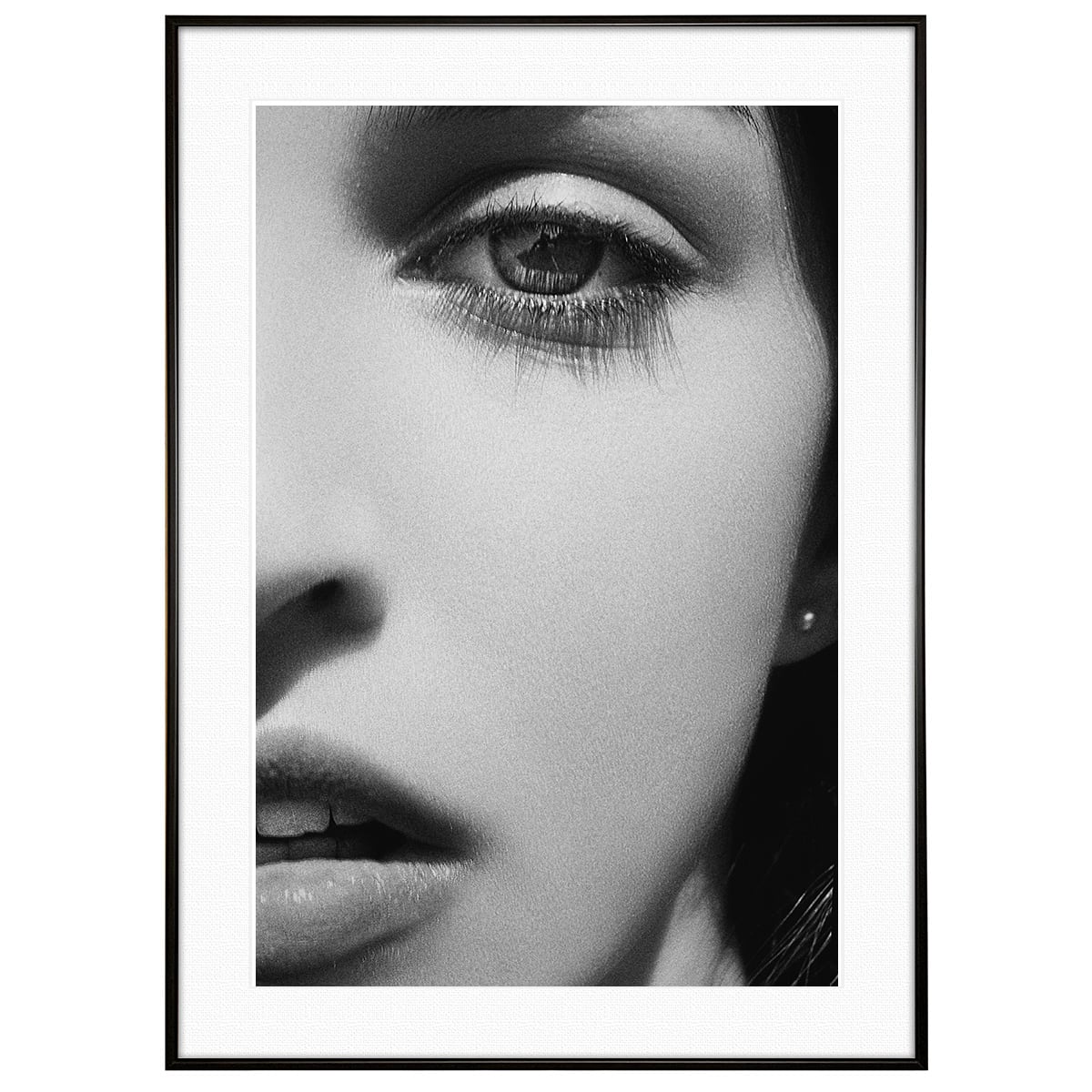 人物の写真 女性の顔のクローズアップ インテリアモノクロアートポスター額装 AS2141
