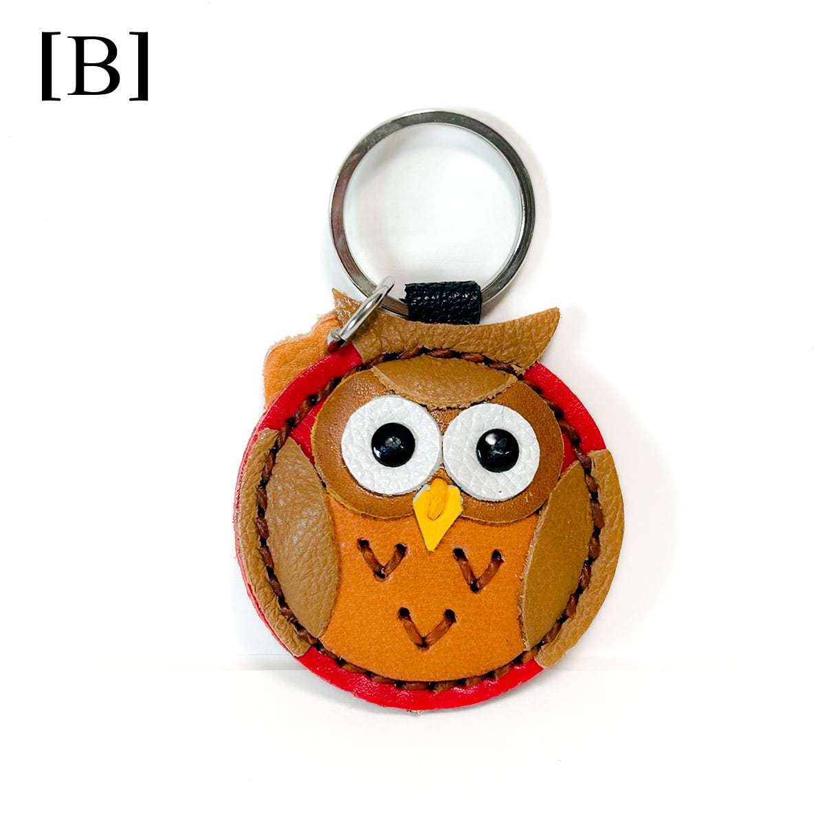 本革 キーホルダー アニマル （フクロウ）動物 梟 レザー ハンド