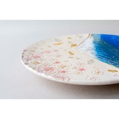 【飾り皿】青富士に桜 Ornamental plate for wall hanging