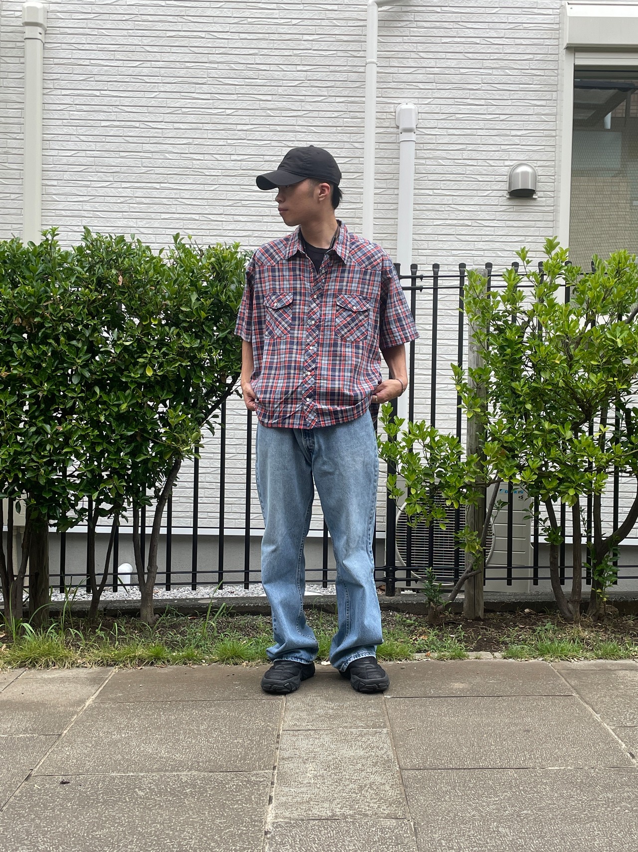 Wrangler / western shirts / check pattern / S/S shirts / Square cut shirts