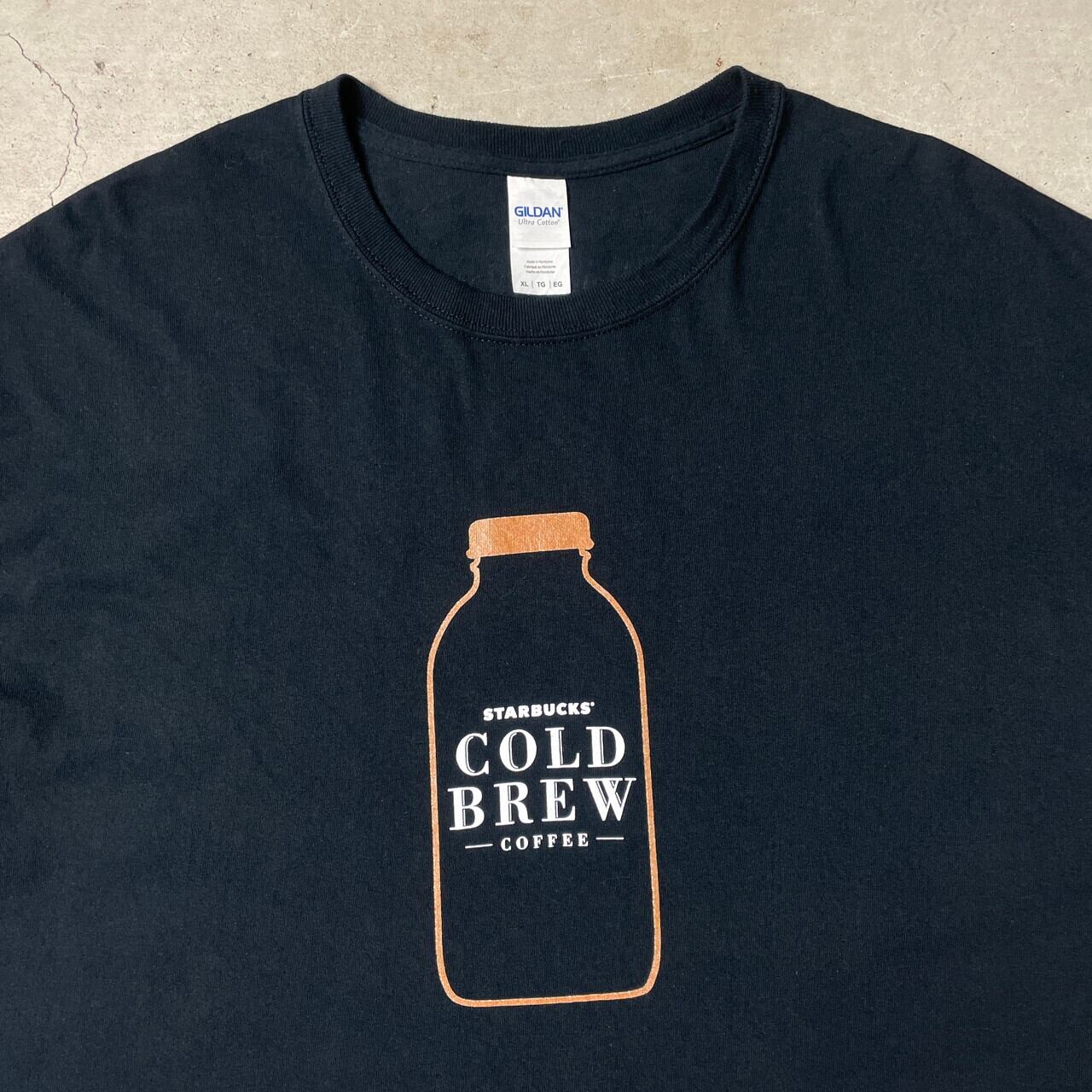 STARBUCKS COLD BREW COFFEE 企業ロゴ プリントTシャツ メンズXL 古着 スターバックスコーヒー 両面プリント  バックプリント ブラック 黒【Tシャツ】 | cave 古着屋【公式】古着通販サイト