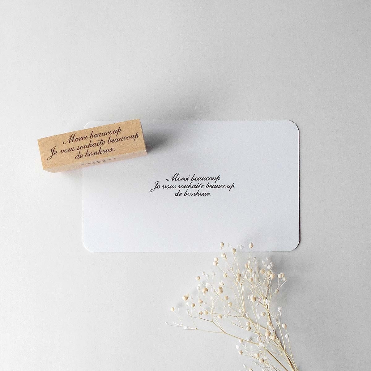 058 仏語「沢山の幸せが訪れますように」メッセージスタンプ 筆記体