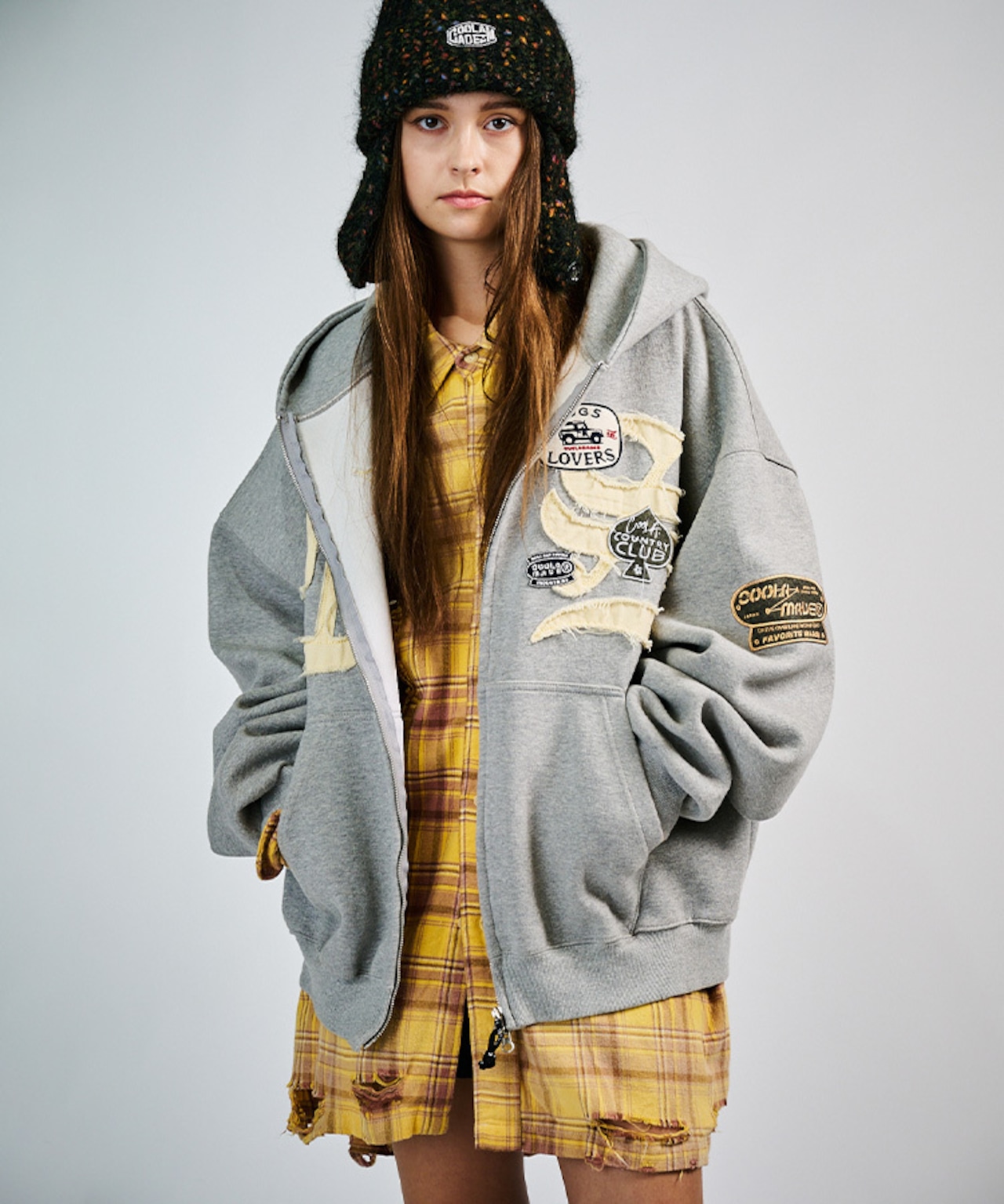 ビッグシルエットスウェットフーディー (GRAY) CQ-49086