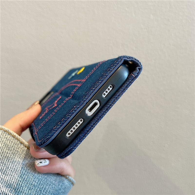 iPhone14 Pro Max/13/12ケース デニム 手帳型 カード収納 ハート iPhone14 Pro Max/13/12ケース デニム 手帳型 カード収納 ハート