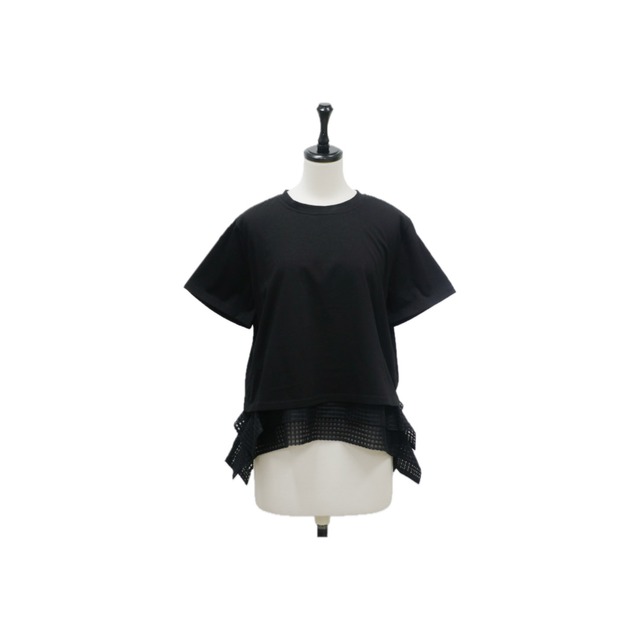 Sheer check docking T-shirt