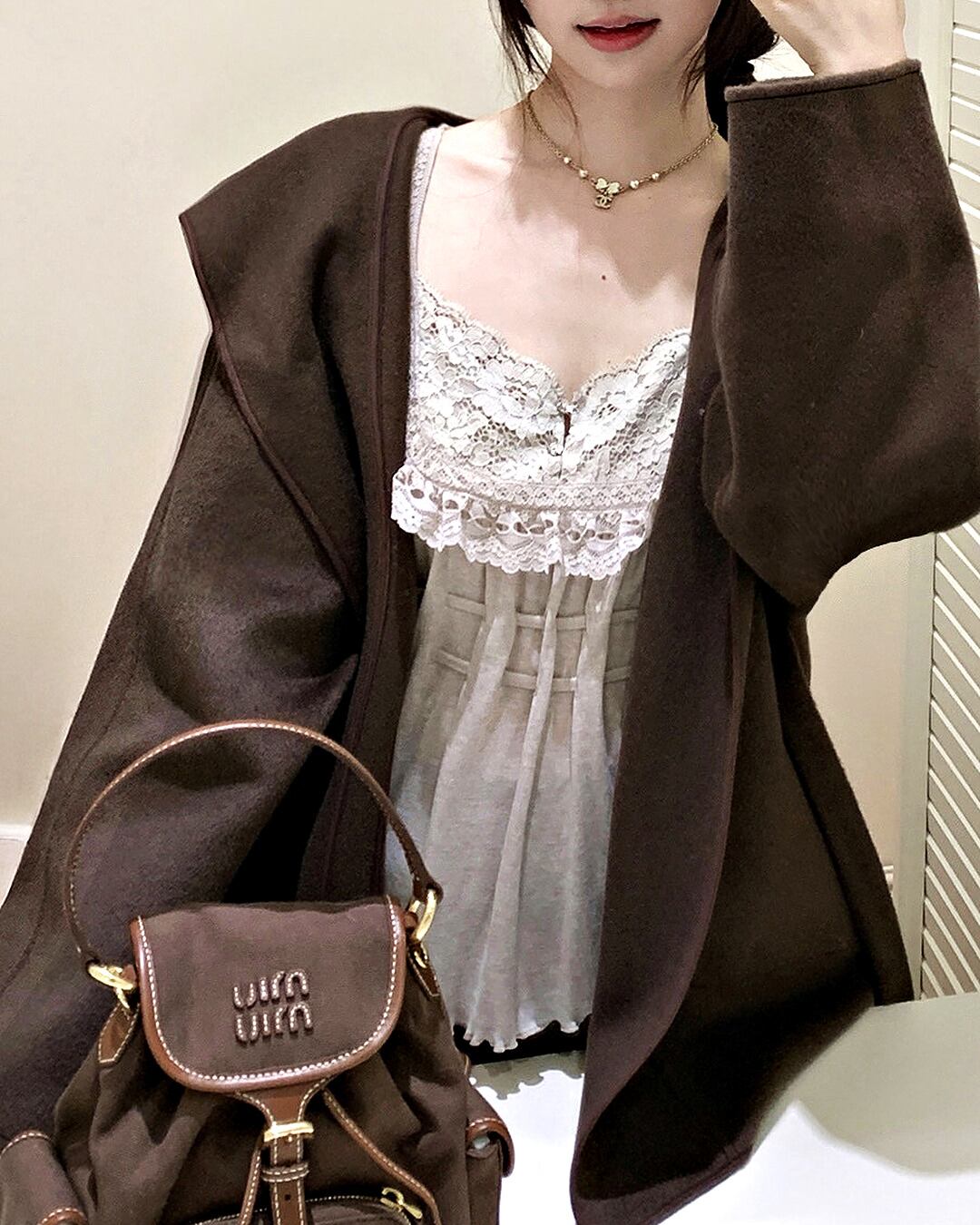 フード付きベルテッドウールケープコート(3 colors)