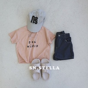 【SN,STELLA】ステッチデニムショートパンツ チャコール 80~90cm