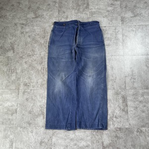 30-40s フレンチワーク Metis リネンパンツ 針式シンチ W34