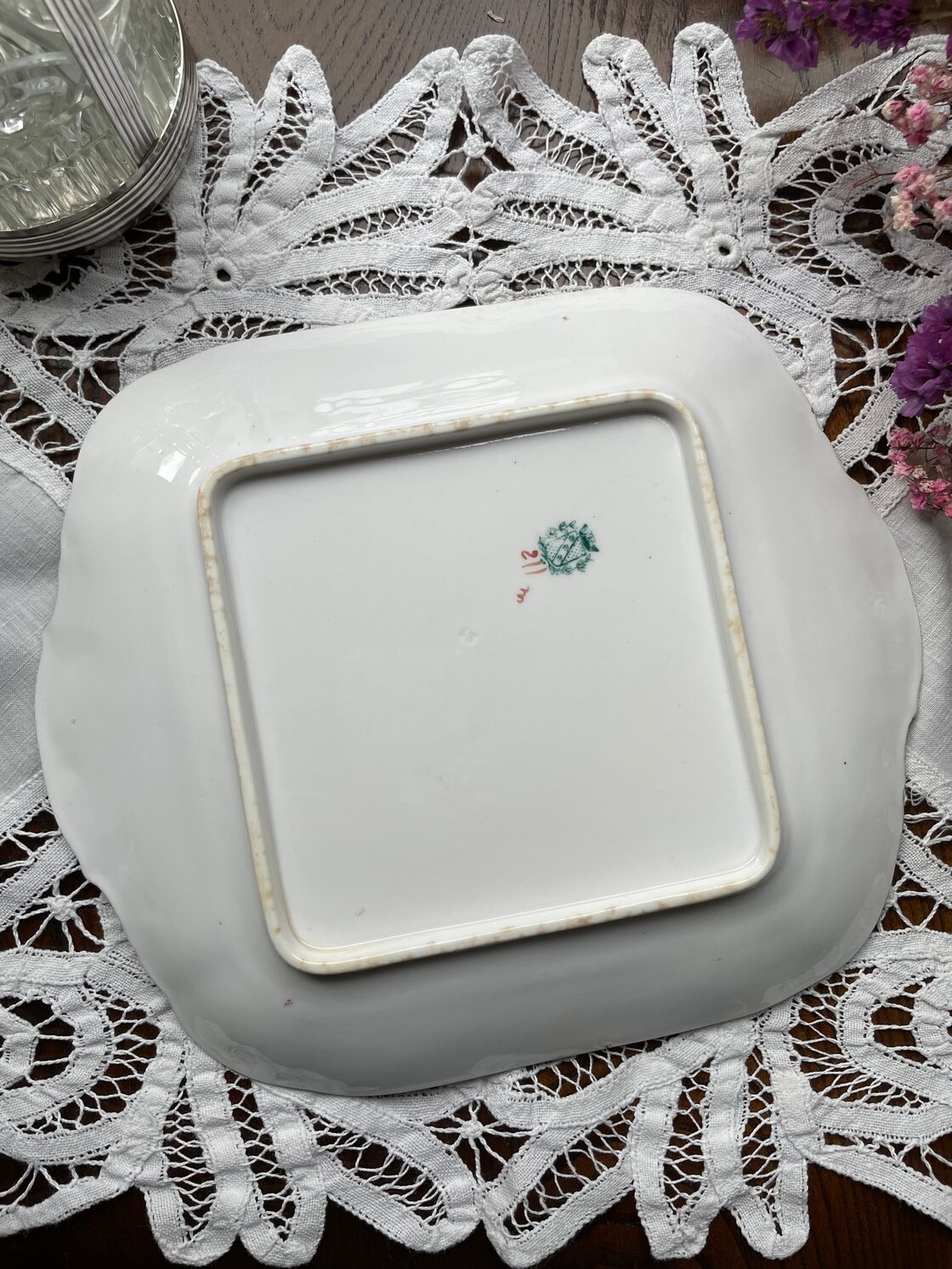 ref : 1903 アンティークスクエアプレート ・Sarreguemine / Minton 