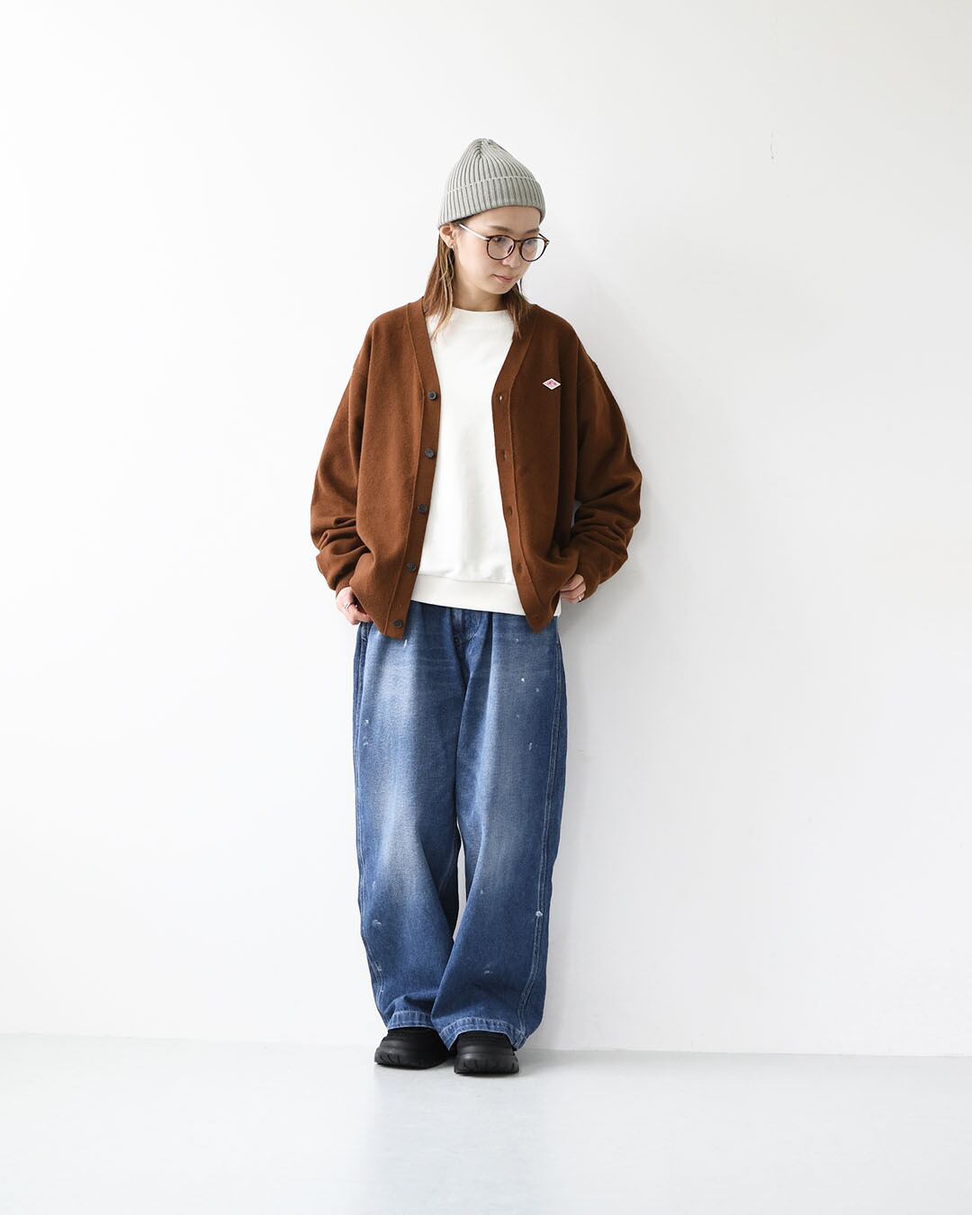 Sako　ダントンウール100%カーディガン　Mサイズ　36 DANTON(ダントン)CREW NECK CARDIGAN(クルーネックカーディガン