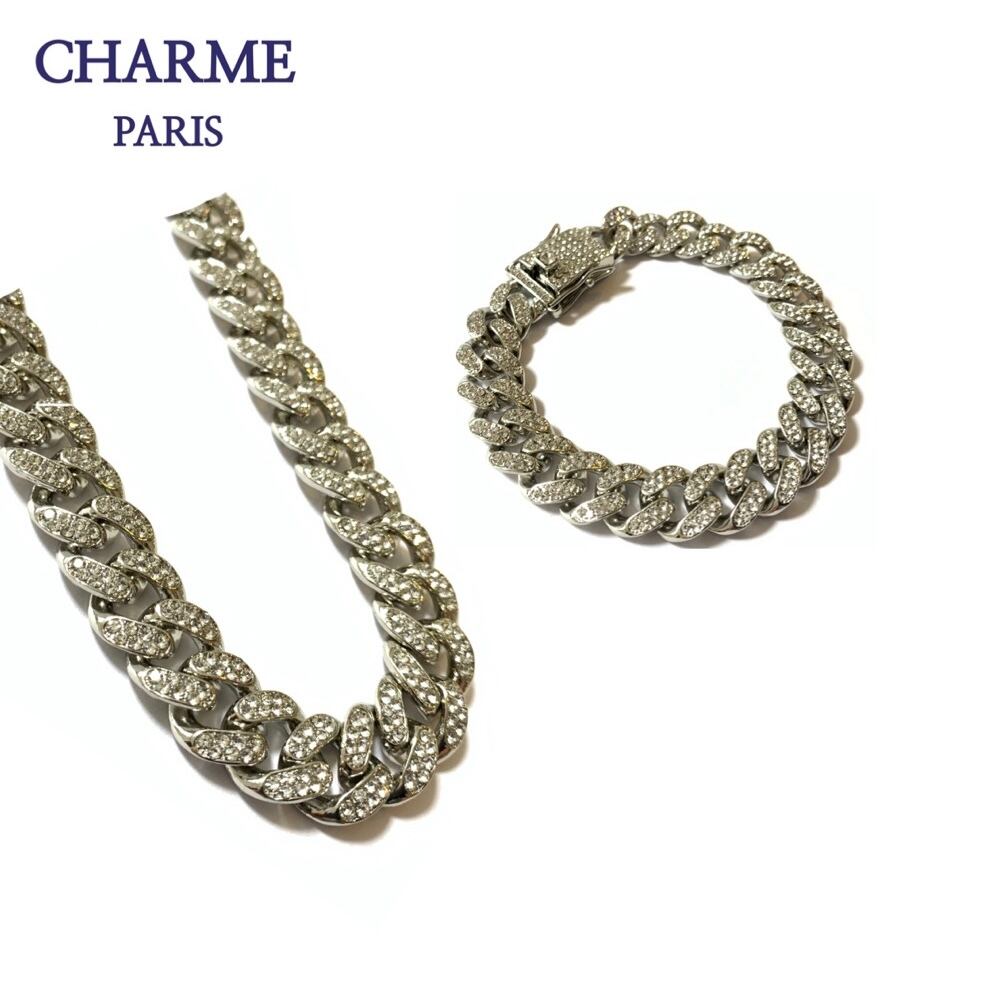 white gold coating cz diamond chain series
