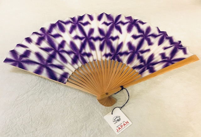 京都黒谷和紙 扇子 雪花絞り 女性用 (紫）