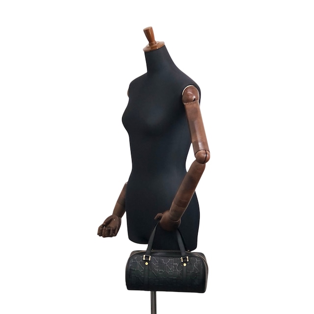 CELINE セリーヌ ハンドバッグ ブラック ロゴ型押し レザー ロールバッグ vintage ヴィンテージ オールド 2jj6ge
