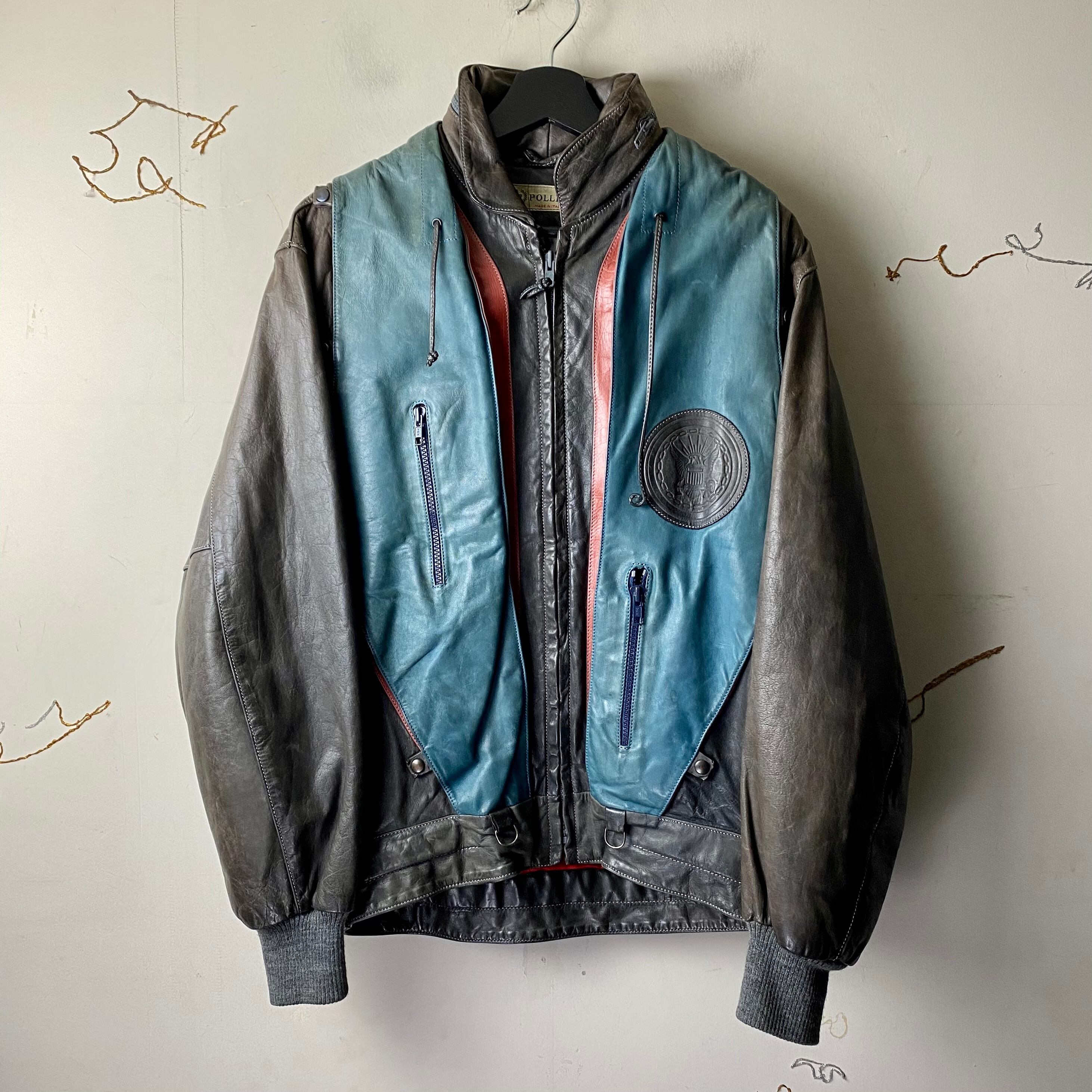 vintage POLLINI switching design leather jacket | NOIR ONLINE